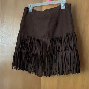 Brown fringe skirt